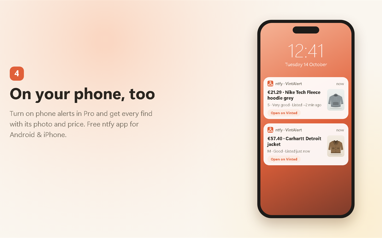 Phone notifications for new finds